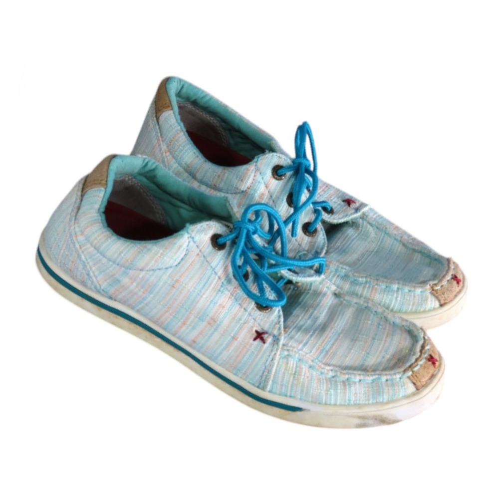 TWISTED X Hooey Lopers Shoes LOAFERS SNEAKERS Blue/Multi Canvas LACE-UP sz 6 M
